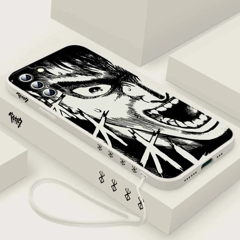 เคสโทรศัพท์ลายอนิเมะ Berserk สีดำ สำหรับ Xiaomi POCO X7 X6 X5 X4 X3 NFC GT M6 M5 M4 F6 F5 F2 F1 Pro แบบน้ำพร้อมสายคล้อง