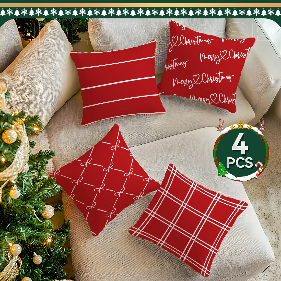 

simple Christmas decorationCushions Pillowcase Polyester Cushion Cover Throw Pillow Sofa Decoration Pillowcover Home Decor