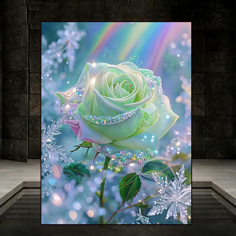 

Новинка 2026: Алмазная вышивка DIY, 5D мозаика, картина «Фантазийный пейзаж: Роза, Радуга» с кристаллами, для домашнего декора
