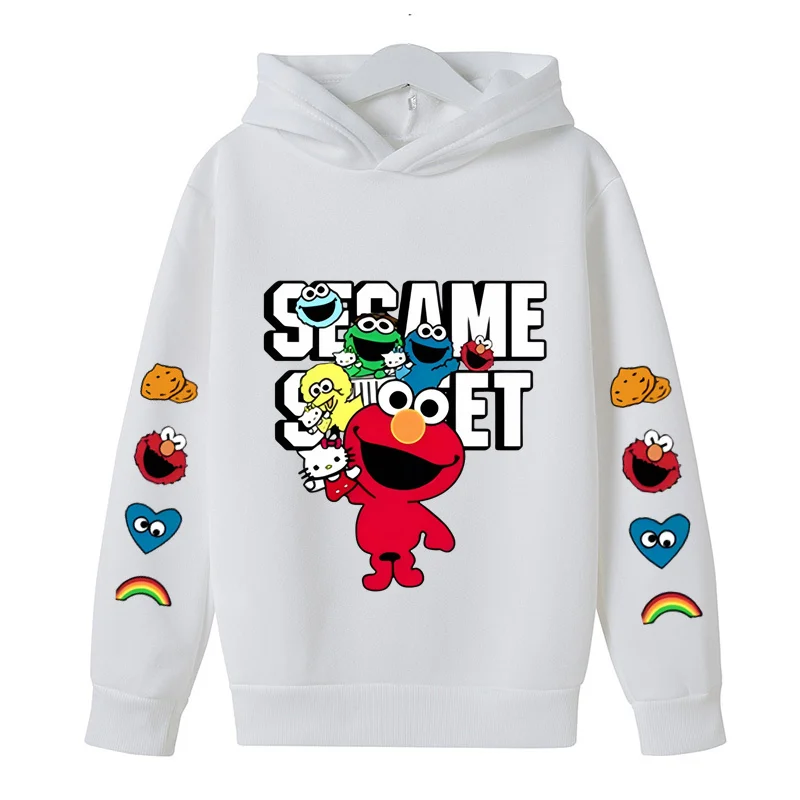 Kids Spring and Autumn Hoodies Boys and Girls Hoodies Sportswear 2-12 Years Old Kids Casual Cool Sesame Street Long Sleeve Top