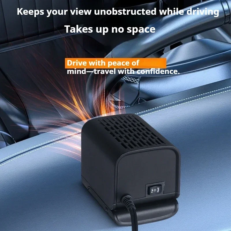 Portable 12V 24V Foldable 360° Rotating Car Heater 2-in-1 Heating and Cooling Windshield Defroster Fan