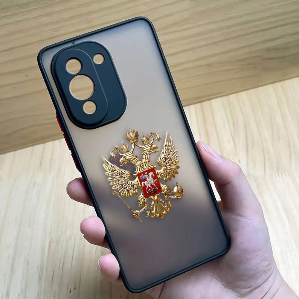 Two-headed Birds Russian Flags Emblem Matte Phone Case for Huawei NOVA Y70 10 9 8SE 8 7SE 7I 6 5I 5 4 3I 4G 5G Case Funda Shell