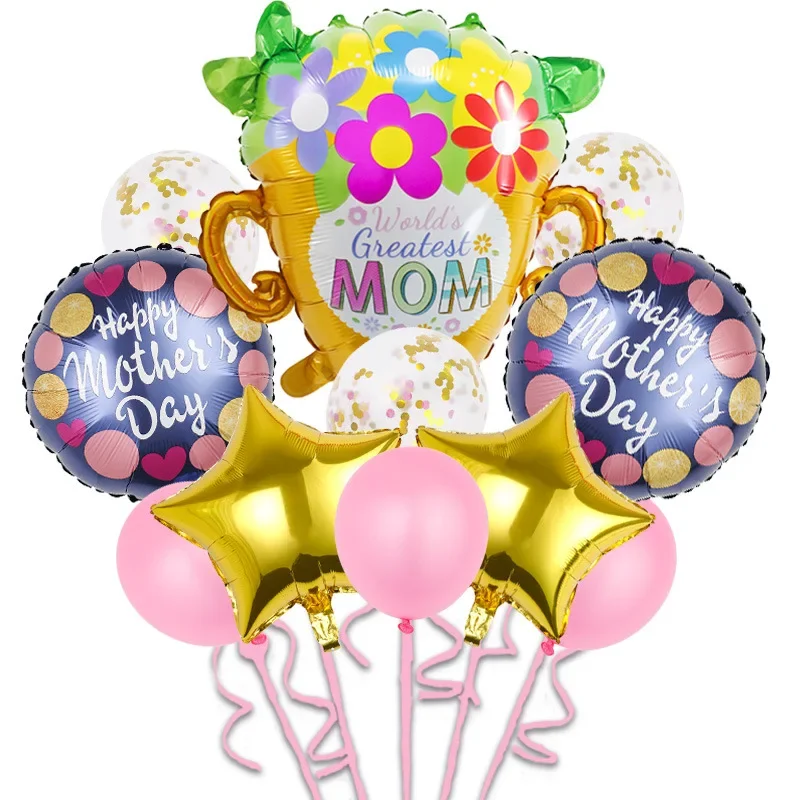 1 Set Spain Mother Vase Apron Foil Balloons Sunflower Baloes Heart Love Feliz Dia Mama Gifts Happy Mother's Day Decorations