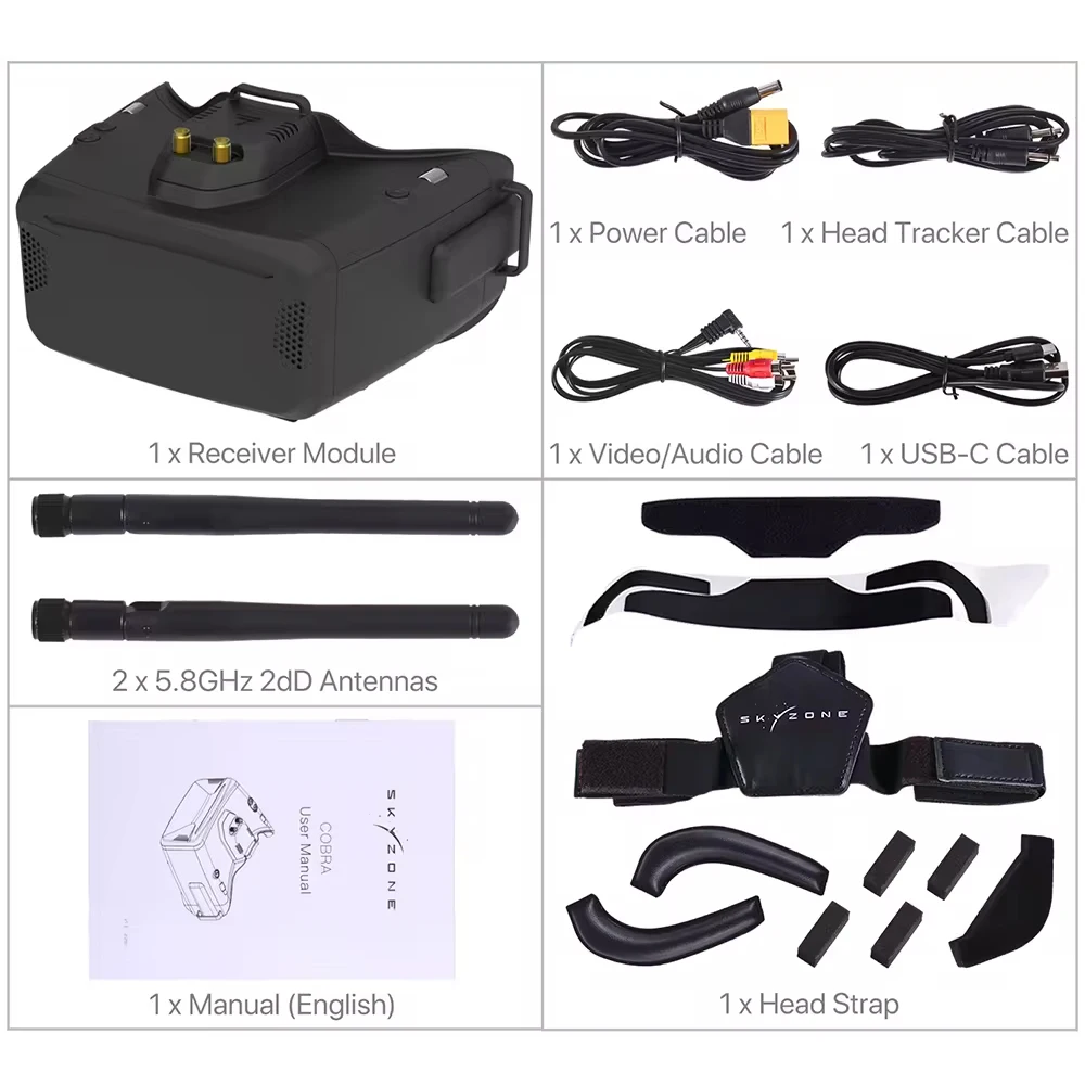 Skyzone Cobra X CobraX V4 FPV Goggles 5.8 GHz 48CH Steadyview FPV Receiver 1280x720 LCD DVR สําหรับเครื่องบิน RC FPV Racing Drone