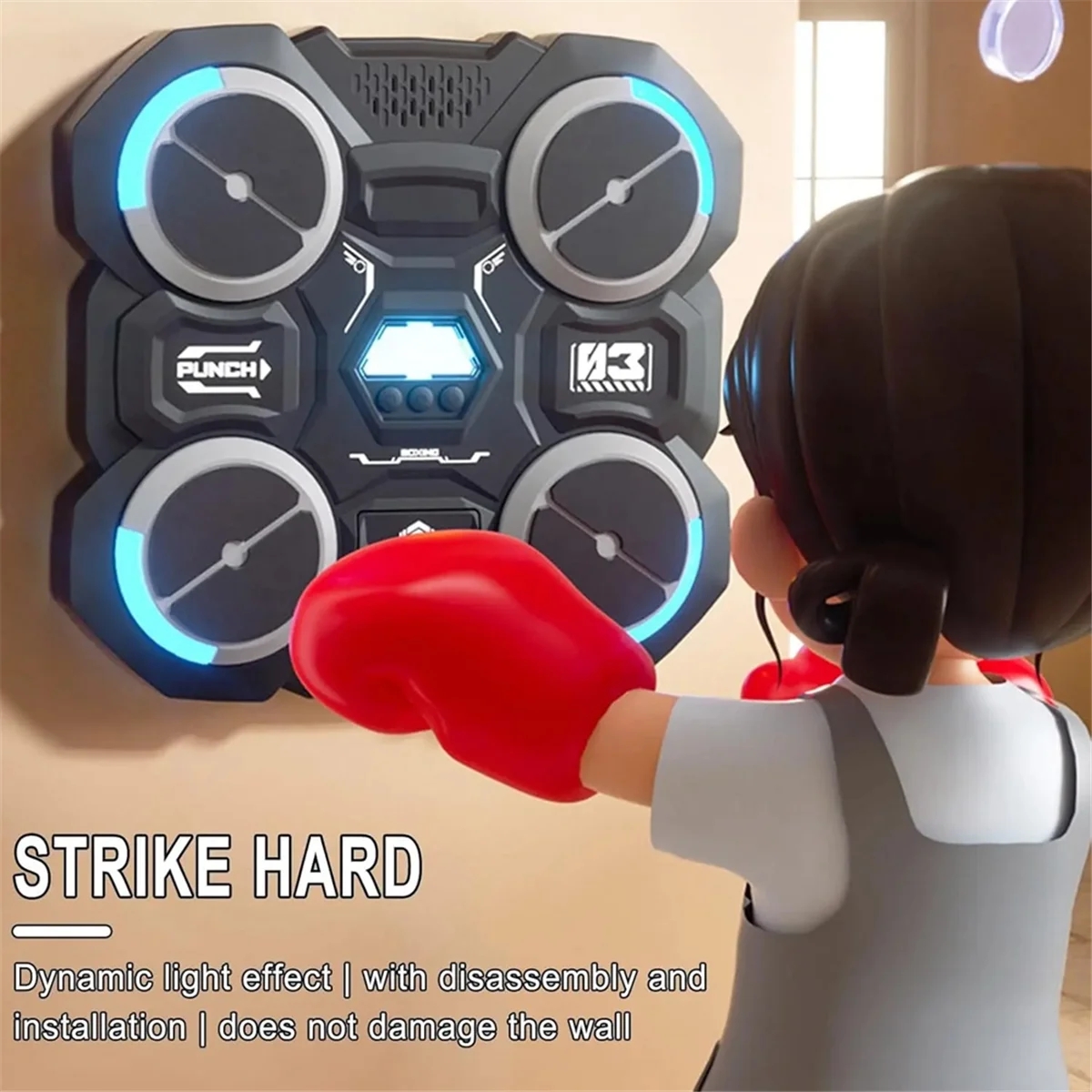 Music Boxing Machine for Children Smart Music Boxing Machine Wall Mounted Decompression Wall Target Toys Boxing Trainer