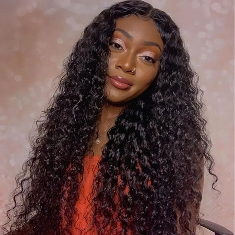 13x4 HD Lace Front Human Hair Wigs Natural Color Deep Wave Wig For Black Women Pre Plucked Baby Hair Brazilian Hair 22 26 Inch 180% Density Lace Frontal Wig
