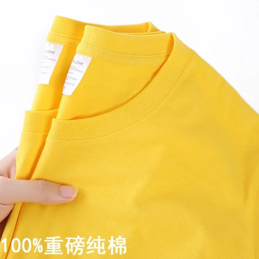 100% Cotton T-shirt Men Women Solid Color O Neck Short-sleeved Tops Summer Korean Loose Half-sleeve T Shirt Unisex M-4XL image 6