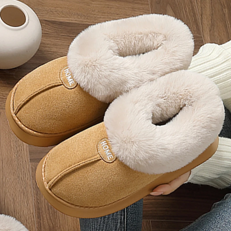 

Мягкие зимние ботинки на толстой подошве с пушистым мехом, женские зимние ботинки 2025 года, теплые длинные плюшевые замшевые ботильоны, женские меховые сабо, большие размеры