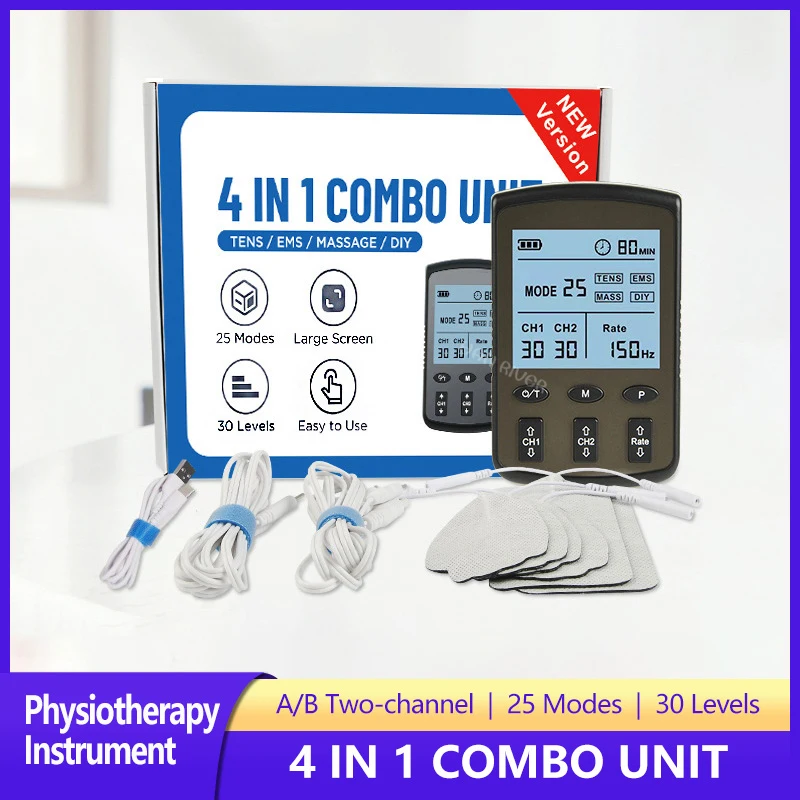 Dual Channel Electronic Pulse Massager Tens Unit Muscle Stimulator Machine Ems Machine For Pain Relief Shoulder Neck Waist