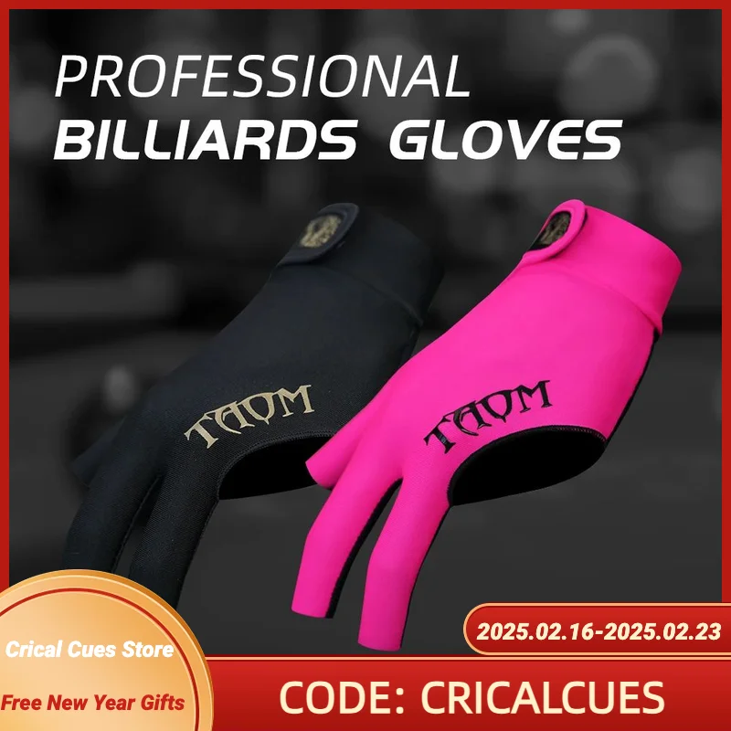 TAOM-Ultra Silky Thin Bilhar Cue Carom, 3 luvas de dedo, acessórios vencedores, mão esquerda