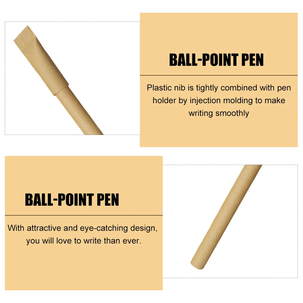 

15Pcs Creative Kraft Paper Ballpoint Pens Comfortable Grip Practical Writing Pen for School Students Office Journaling Drawing