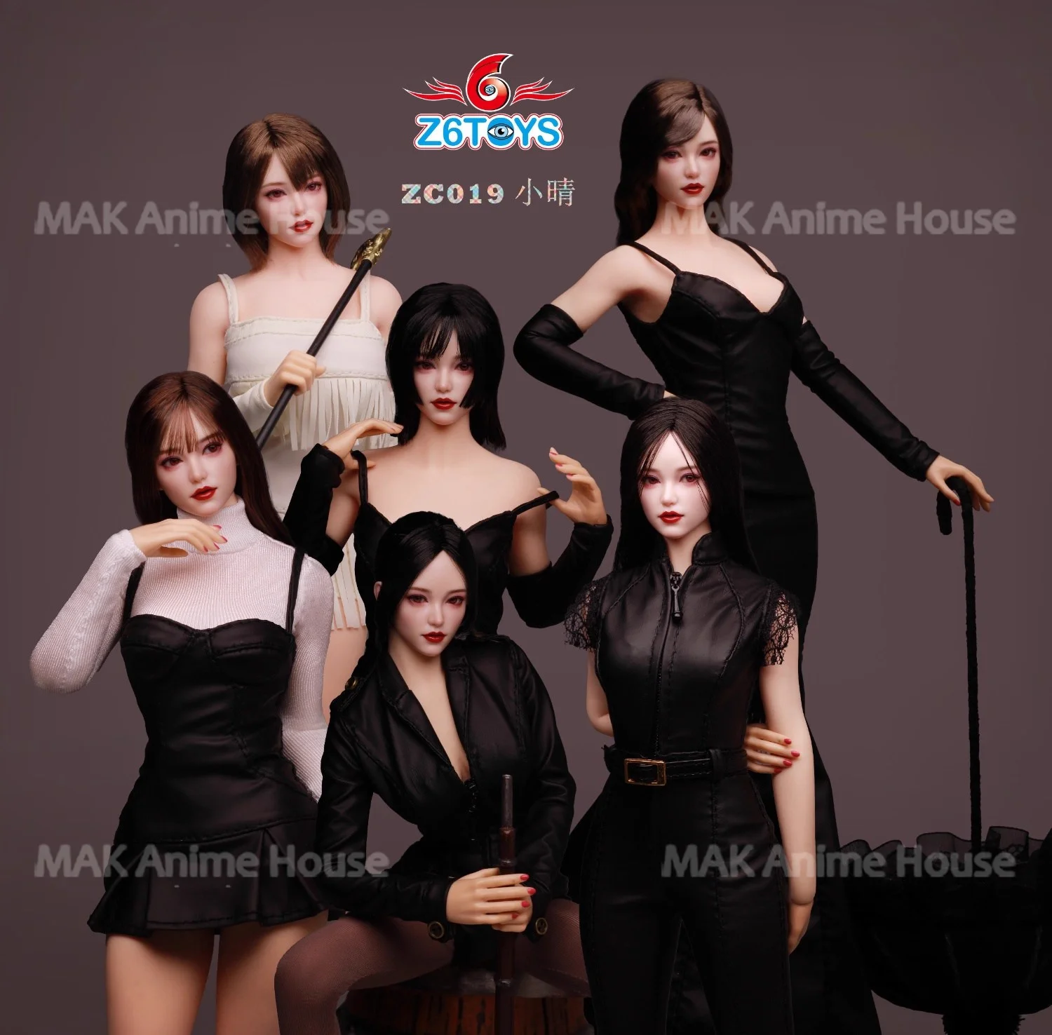 Z6TOYS ZC019 1/6 Scale Asian Beauty Xiaoqing Movable Eyes Head Carving Model Fit 12'' Female Soldier Action Figure Body