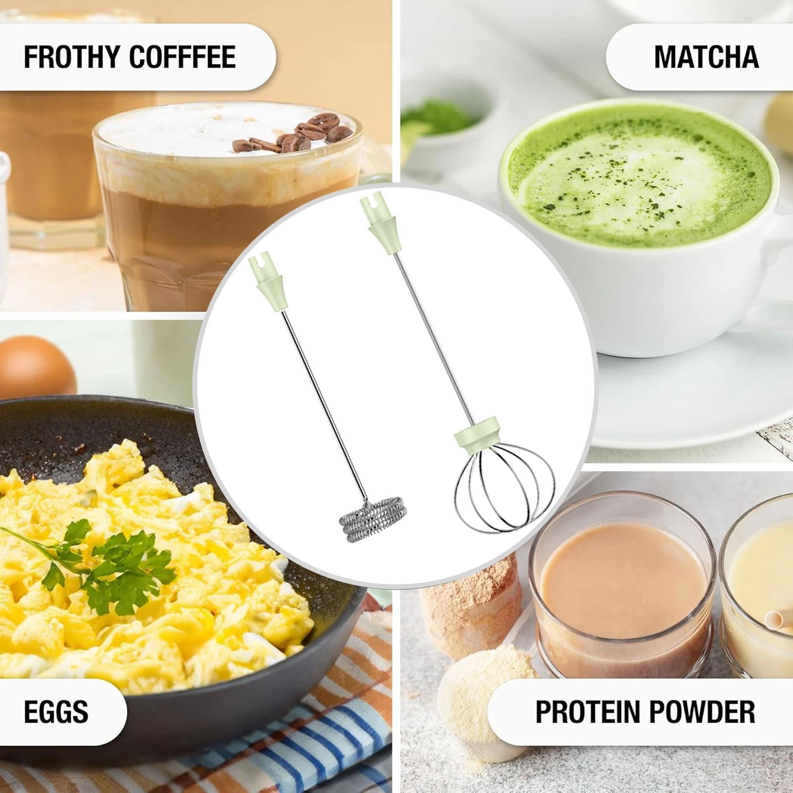 Powerful Milk Frother for Coffee Fast Handheld Drink Mixer with Stainless Steel Whisk Rechargeable Hand Frother Stirrer Wand