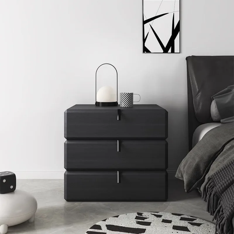 طاولة بجانب السرير فاخرة إيطالية حديثة، دوران بسيط من الخشب الصلب، درج غرفة النوم بأسلوب بسيط وأنيق #5