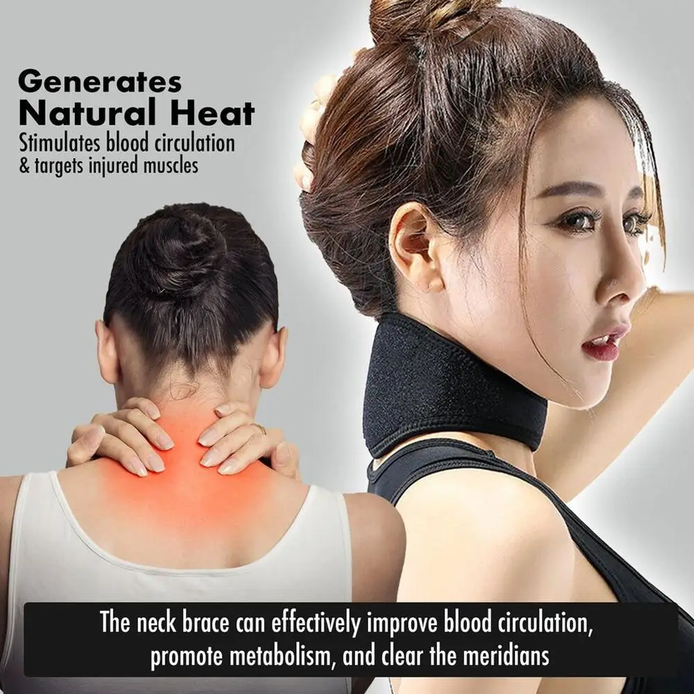 1Pc Self-heating Tourmaline Neck Magnetic Therapy Support Tourmaline Belt Wrap Brace Pain Relief Cervical Vertebra Protection