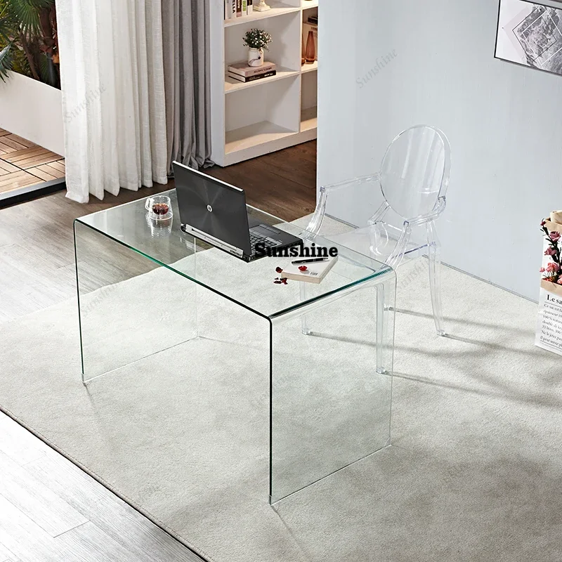 Simple glass computer  desktop household small  simple notebook modern table writing deskTJ