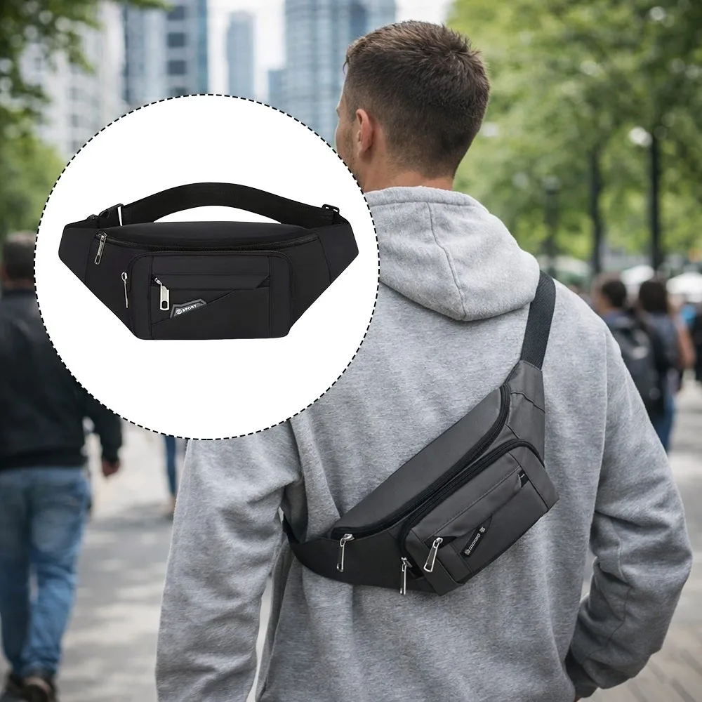 

Модная нейлоновая мужская нагрудная сумка, водонепроницаемая, противоугонная, спортивная сумка для мобильного телефона, многофункциональная поясная сумка большой вместимости, унисекс