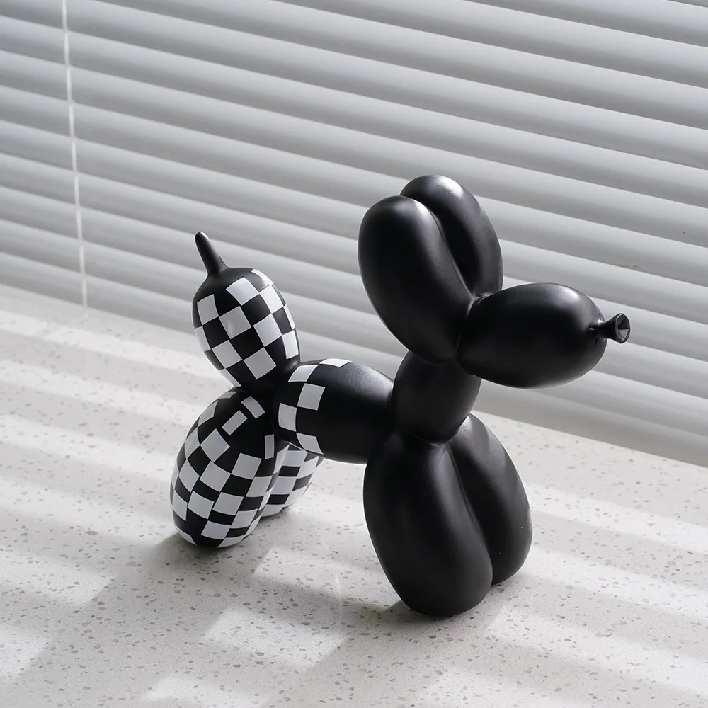 Vivead Plaid Balloon Dog Ornament INS Light Luxury Tabletop Shelf soggiorno Home Office decorazione accessori regalo di arte moderna