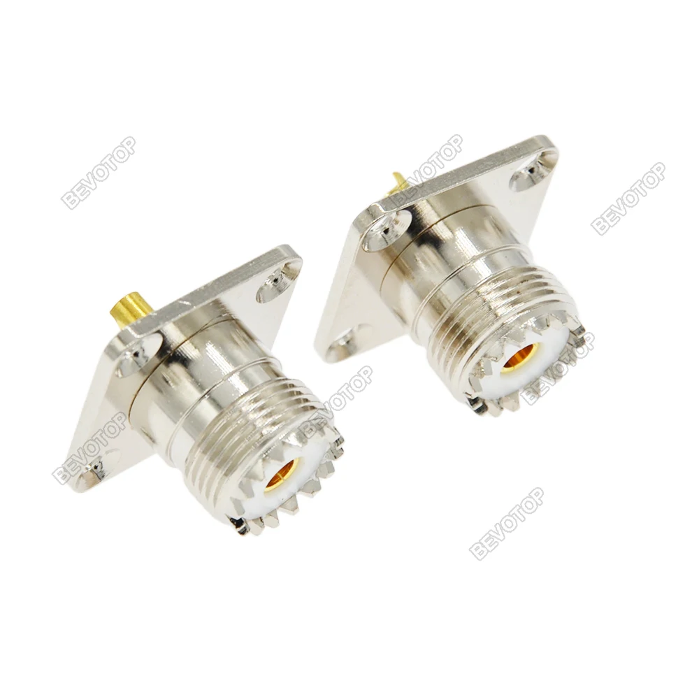 1Pcs Connector UHF SO239 Female Jack 4-holes Flange Solder for Panel Mount RF Coaxial Adapter High Quality  BEVOTOP