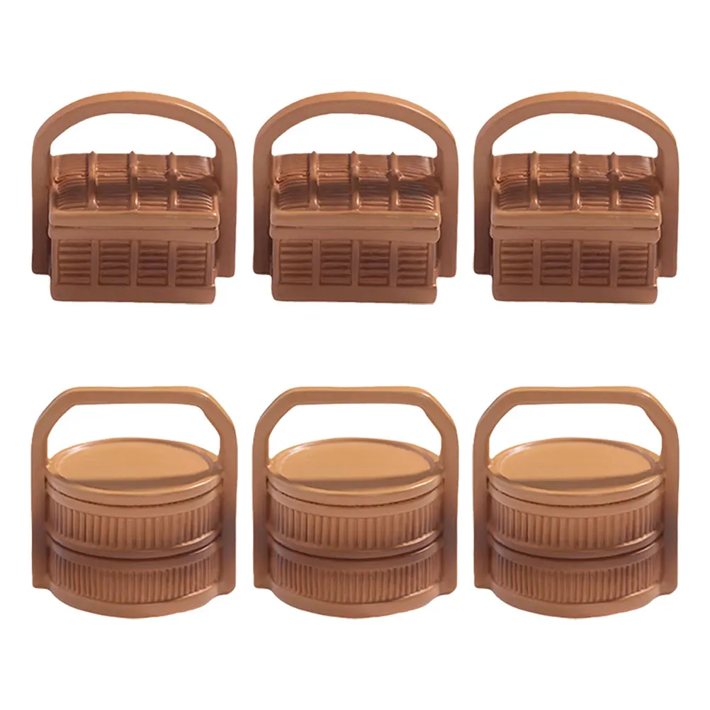 

6pcs Miniature Bamboo Woven Food Box Decorative Resin Baskets for Dollhouse Fairy Garden Home Decor Plants Kitchen Storage