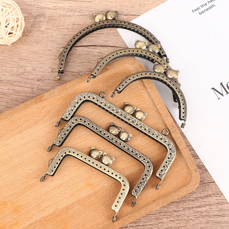 1Pc 8.5/10.5/12.5CM Cat Head Metal Purse Frame Handle for Clutch Bag Handbag Making Clasp Lock Bags Accessories