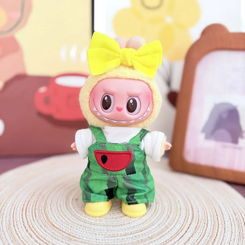 

Clothes For Labubu Summer Fruit Flavor Watermelon Overalls Set Apparel Accessories Suitable For 15Cm 17Cm Labubu 1st To 3rd Gen