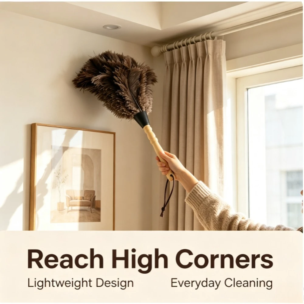 1pc Spot beech feather duster for home cleaning, feather duster for car dust removal
