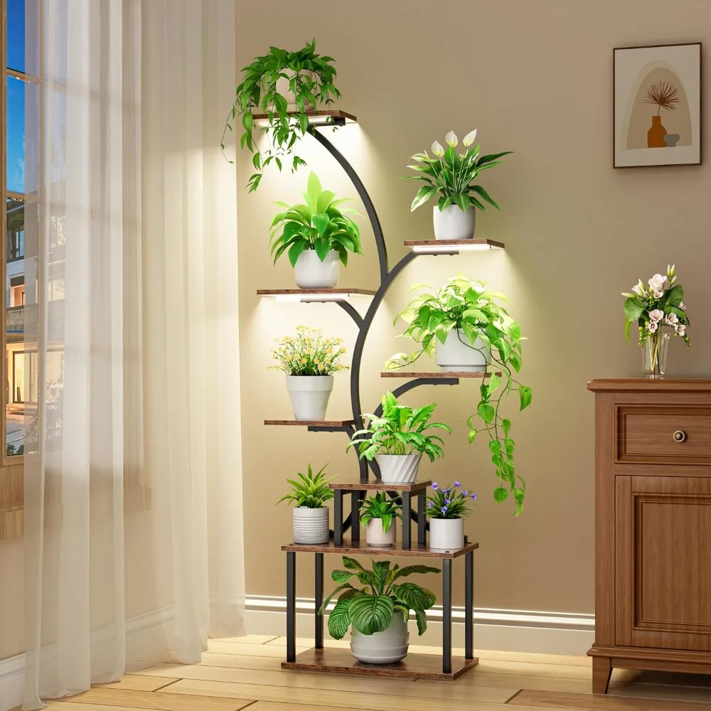 

Plant Stand Indoor with Grow Light, 8-Tiered Tall Plant Stands for Indoor Plants Multiple, Metal Shelf Display Rack Holder