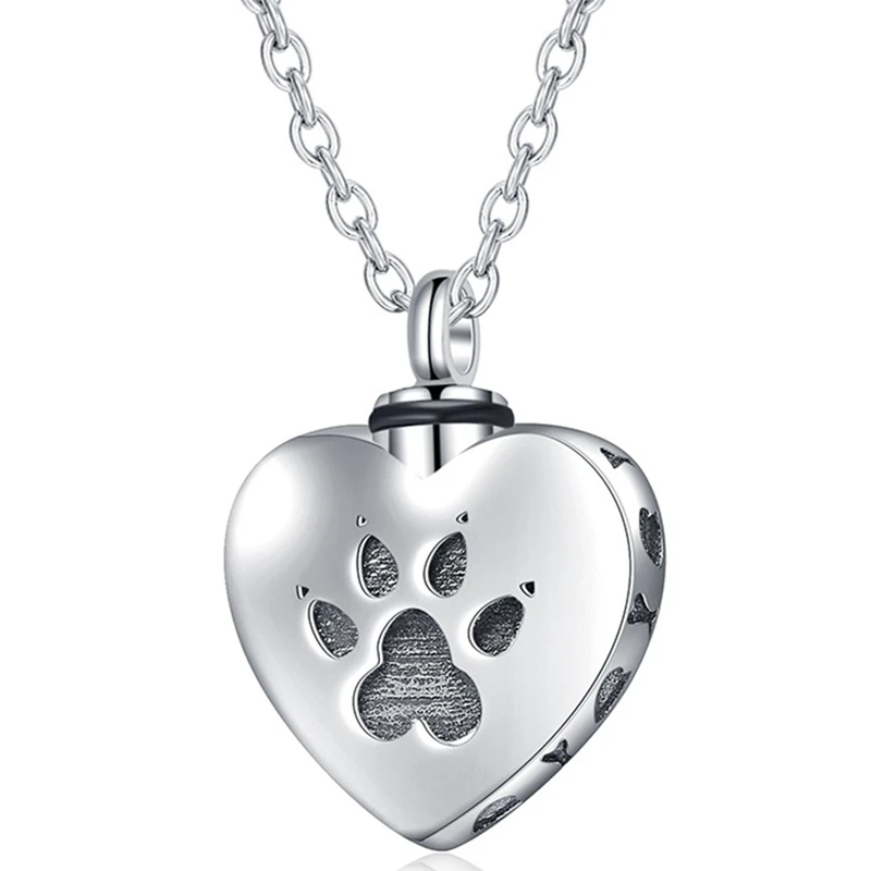 Love Footprints Ashes Urn Necklace For Lovers Ashtray Souvenir Pet Lose Commemorative Heart Pendant Necklaces