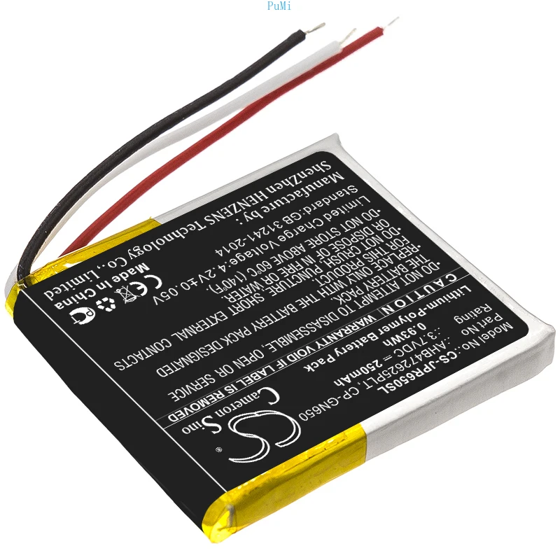 

CameronSino Replacement Li-Polymer AHB472625PLT AHB682828PS CP-GN650 Battery for Evolve65 Evolve 80 3.70V 250mAh