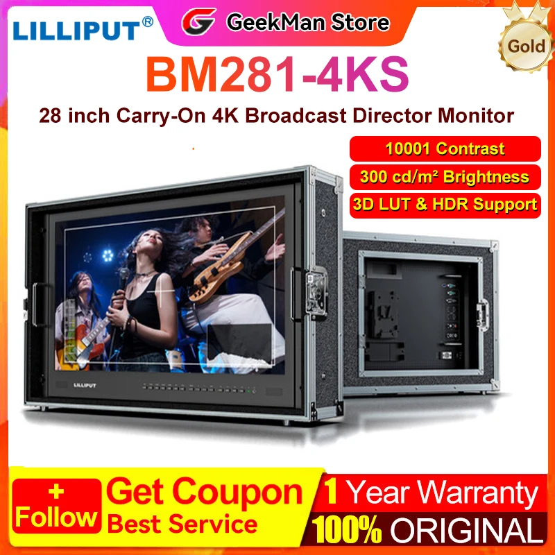 LILLIPUT BM281-4KS 28-дюймовый 4K-монитор для режиссеров, 300 кд/м², поддержка HDR, вход 3G-SDI, аналог BM280-4KS