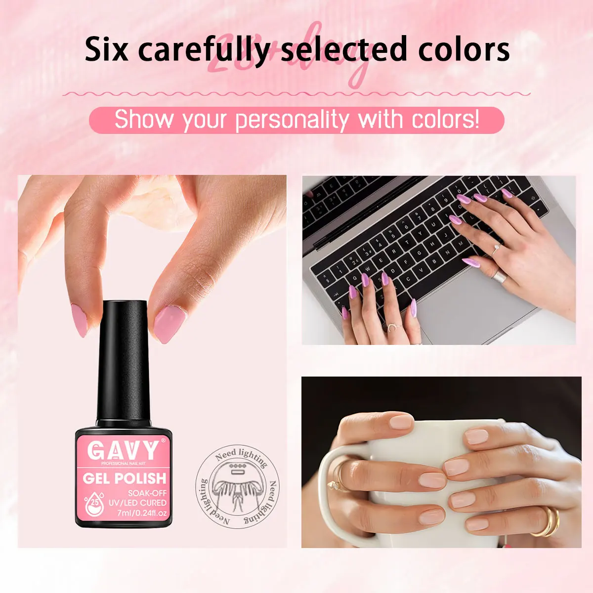 Ensemble de gel pour ongles 6 couleurs, gel pour ongles populaire pour l'automne et l'hiver, nail art à la mode dans les salons de beauté, durable et durable