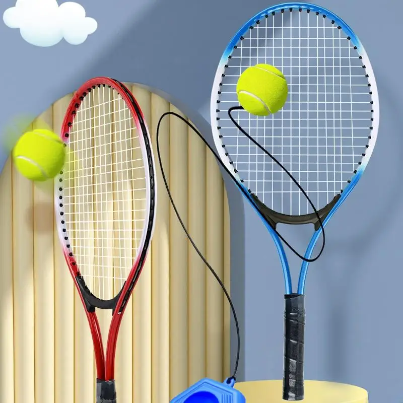 

1 комплект теннисного тренажера с шариками для отскока линий и эластичной веревочной основой, теннисная ракетка для одного человека для начинающих, детский костюм