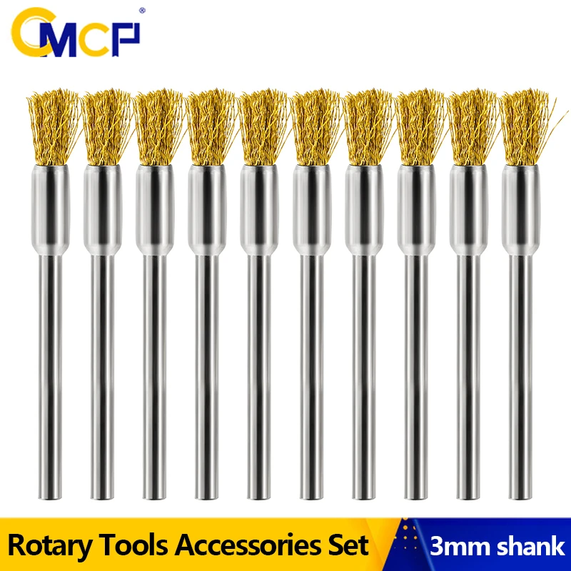 

CMCP 3.0mm Shank Wire Brush Brass 10/20pc Wire Polishing Brush for Dremel Rotary Tool Metal Polishing Tool