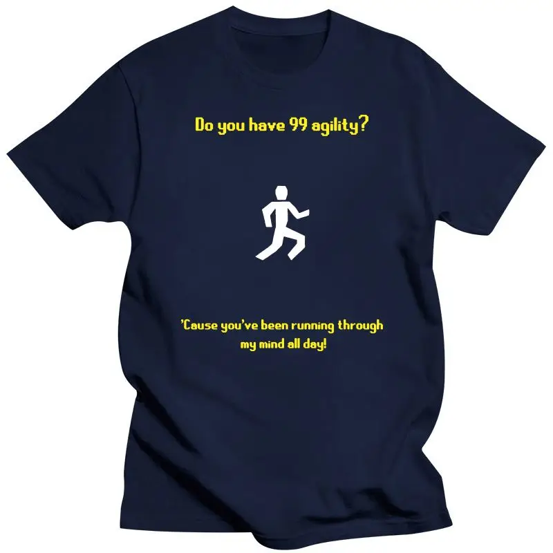 New Run_Runescaper Agility Pickup Line T Shirt Authentic Crazy Print Formal O Neck Male Spring Cotton Shirt