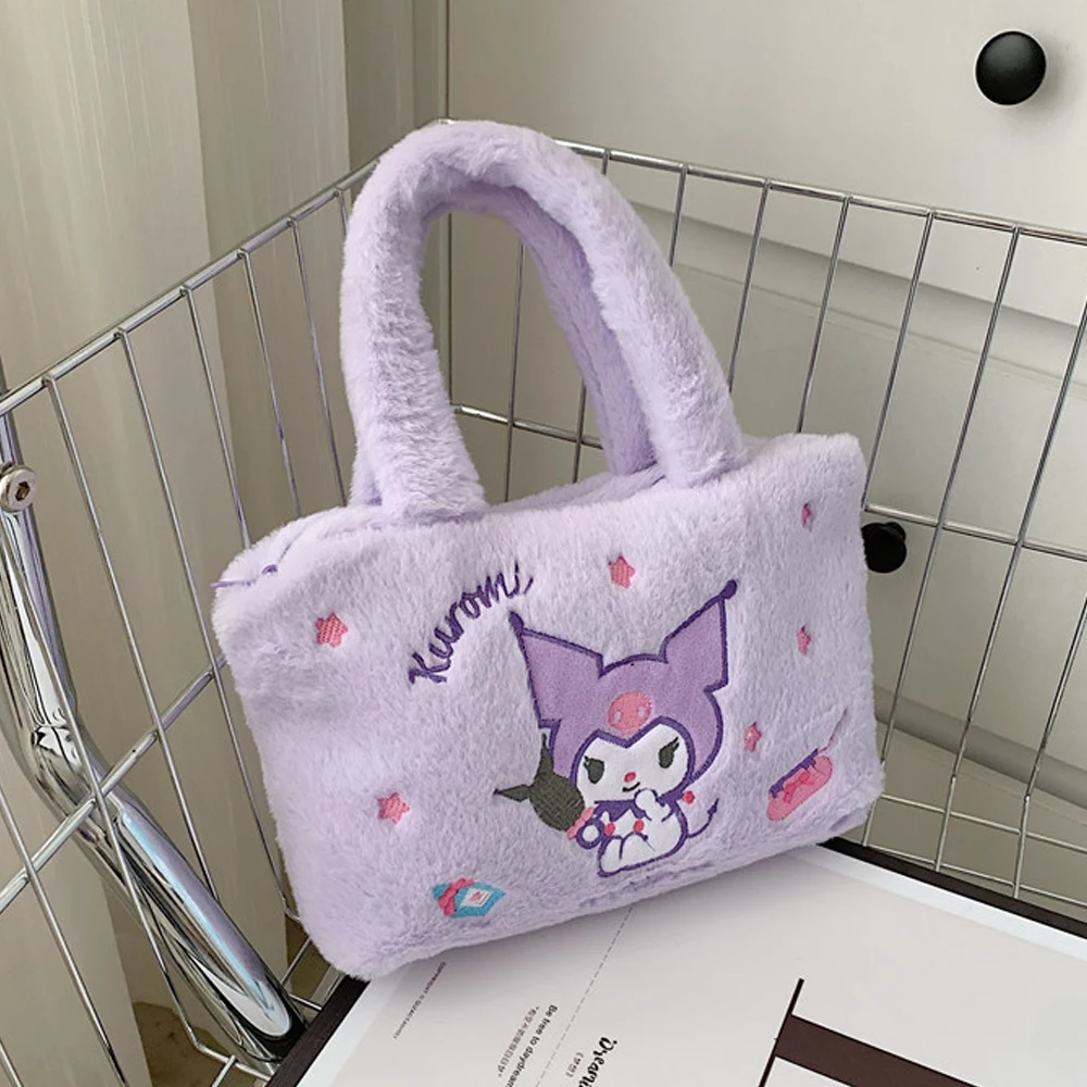 Kawaii Hello Kitty Sanrio Plush Bag Anime Kuromi Plushie Backpack for Girls Mymelody Cinnamoroll Handbags Cartoon Messenger Bags