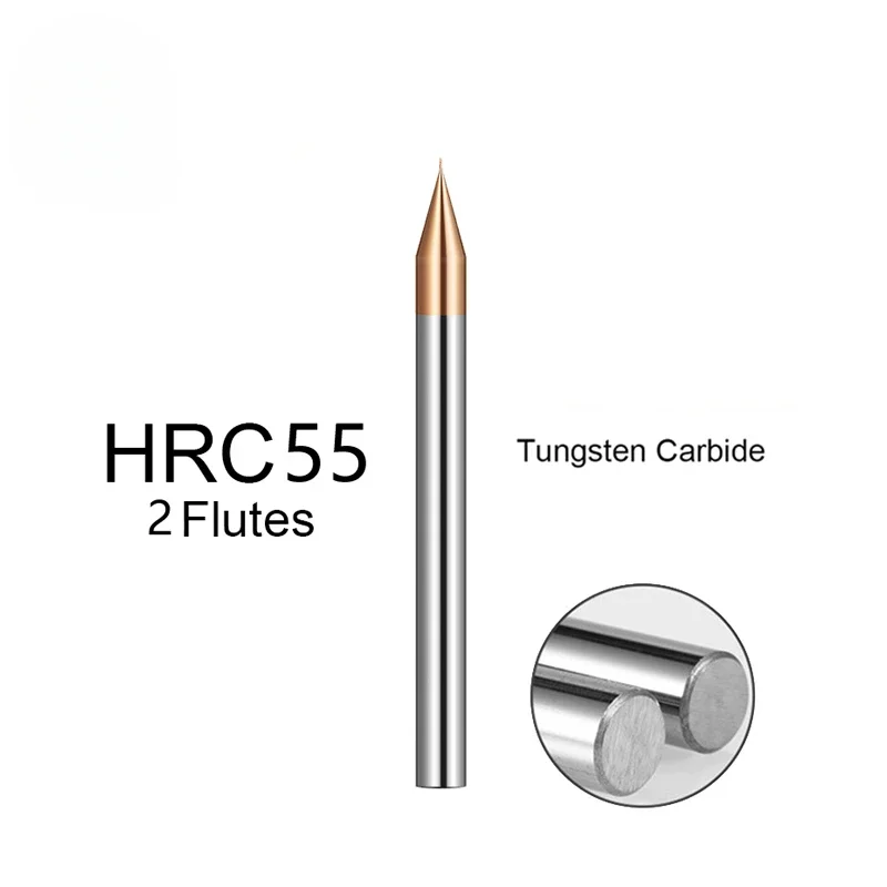 HRC55 0.1-0.9mm Micro Carbide End Mill 2 Flute TiAIN Micro Flat 4mm Shank Milling Cutter Carbide CNC Engraving Bit End Mill