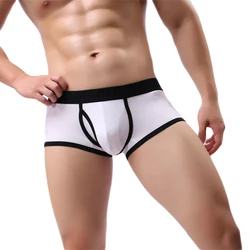 New Men's Underwear Sexy Mid-waist Breathable Open Front Cotton Boxer U Convex Boxershorts