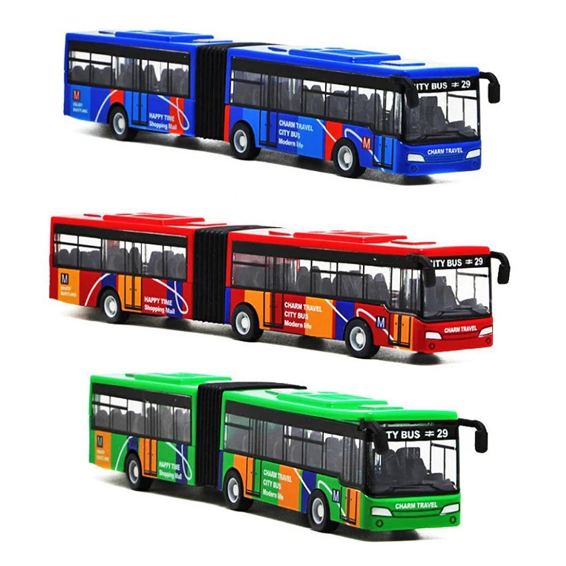 

1 Piece Inertia Vehicle Model Educational Toys For Children 1/64 Diecast Alloy City Bus Pull Back Cars Kids Toy Car Boys Gift