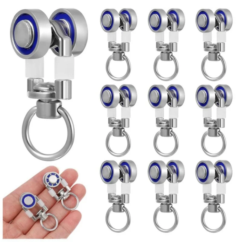 10PCS Curtain Track Glider Ceiling Sliding Curtain Track Hooks Drapery Rail Roller Carrier Shower Curtain Pulley Window Hardware