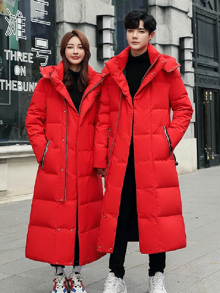 Women Winter Jacket 2022 New 90% White Duck Down Thick (Winter) Warm Long Down Coat Top Quality Hat Detachable Parkas