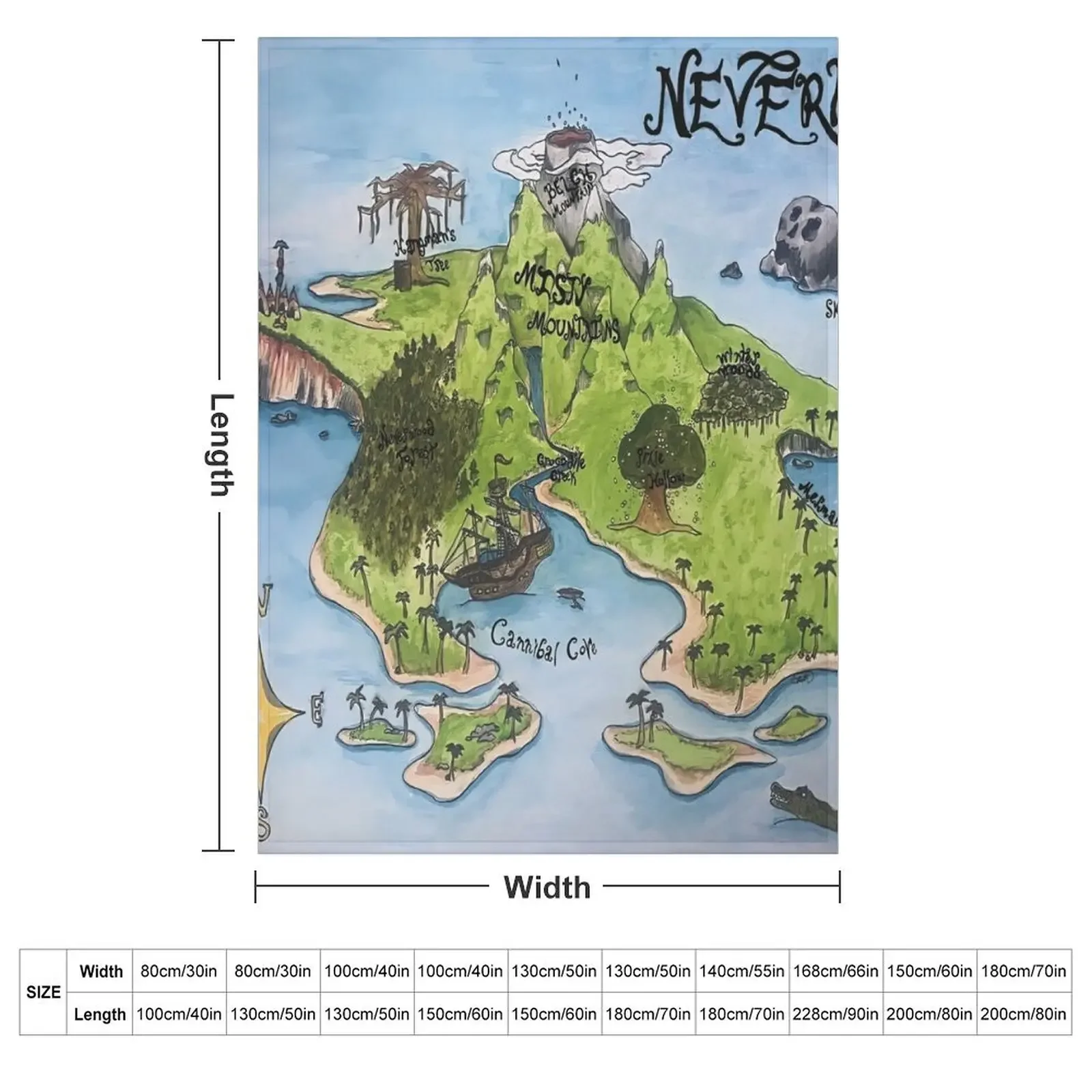Neverland Map Throw Blanket Thermal Weighted Furry warm for winter Blankets
