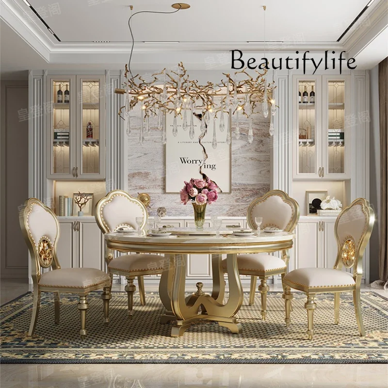 

HH X Luxury Design Marble Dining Tables Wood 6 Chairs Modern Center Dining Tables Living Room Mesas De Comedor Home Furniture