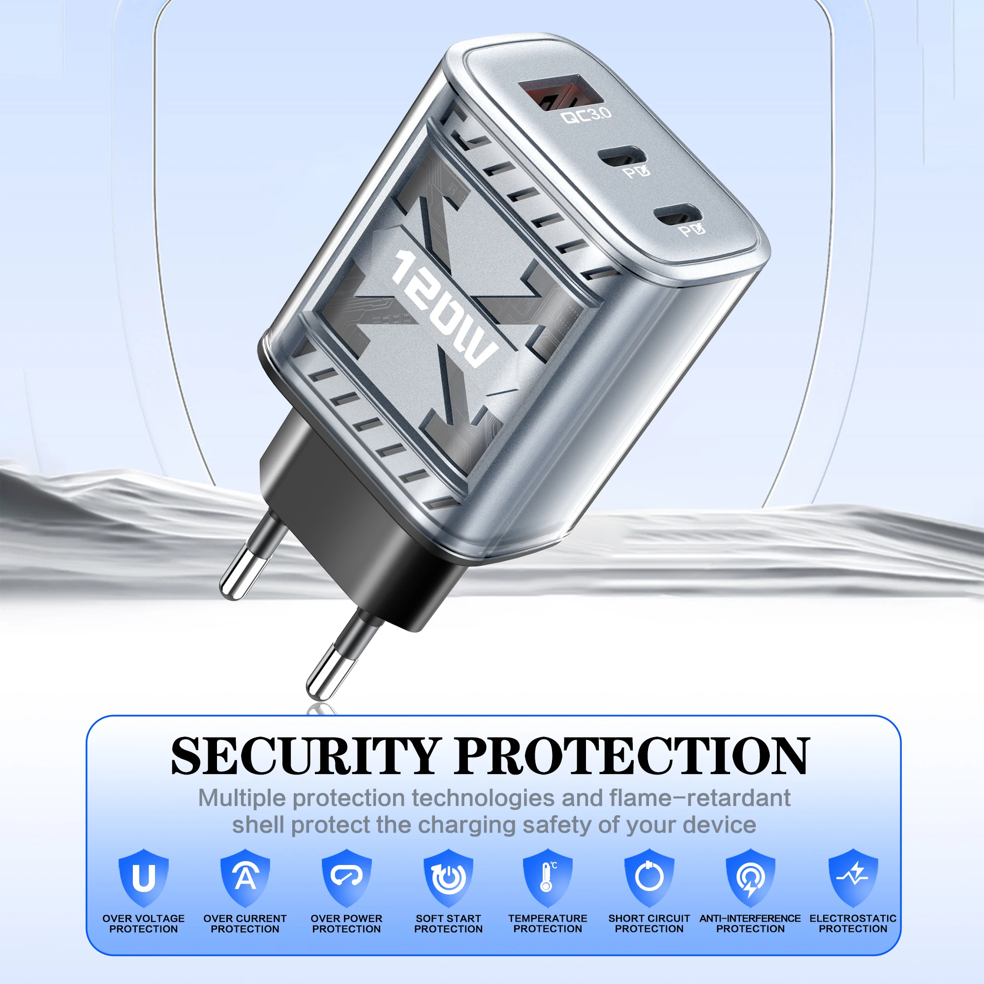 PD 120 واط شحن سريع USB شاحن نوع C الهاتف المحمول محول الطاقة لسامسونج هواوي Xiaomi آيفون Oneplus شاحن شحن سريع