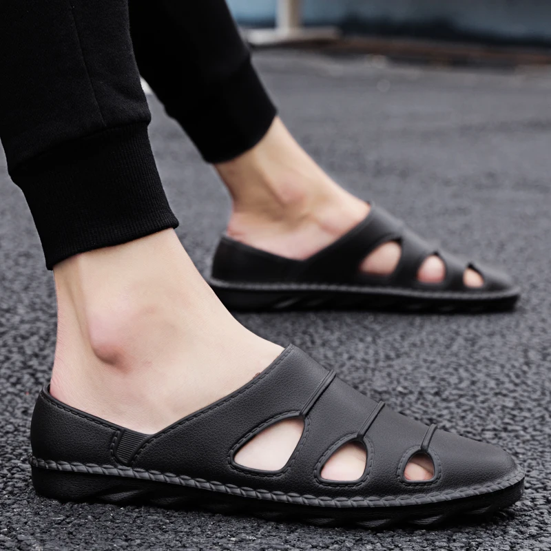 

New Summer Oversized Men's Sandals Hollow Out Beach Shoes Fashion Non Slip Lightweight Casual Sandals Tods Outdoor Work Shoes
