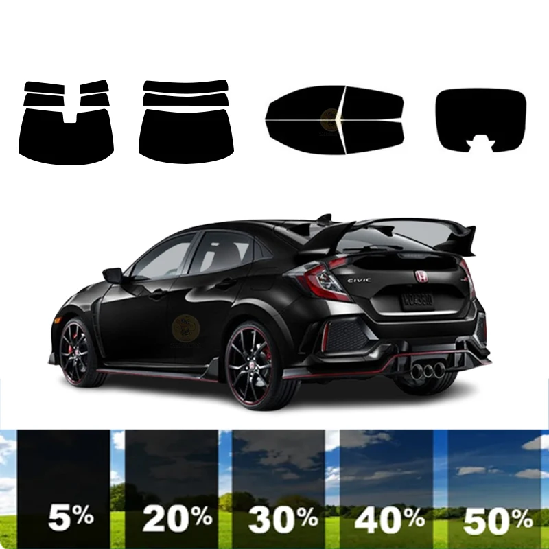 

precut Removable Window Tint Film For Car 100% UVR 5%-70%VLT Heat Insulation Carbon ﻿For HONDA CIVIC 4 DR HATCH 2017-2021