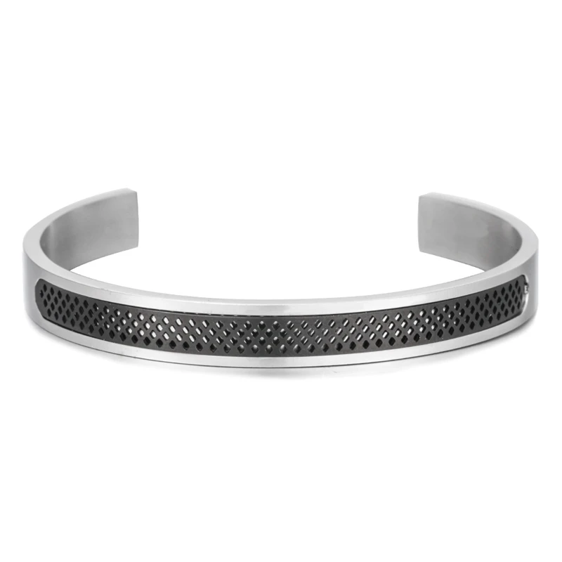 Titanium Steel Hollow Round Ornament Charm Fashion Bangles For Men Women OL Jewelry Simple Classic Open Cuff Bracelets pulsera