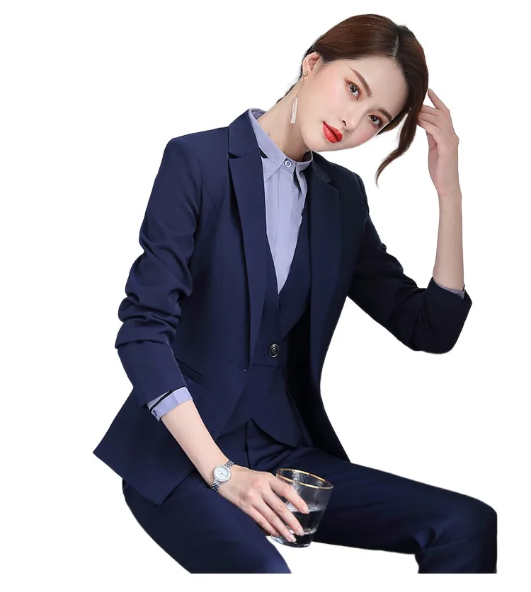 New style small suit jacket women's interview professional clothing long sleeve suit three piece work clothes