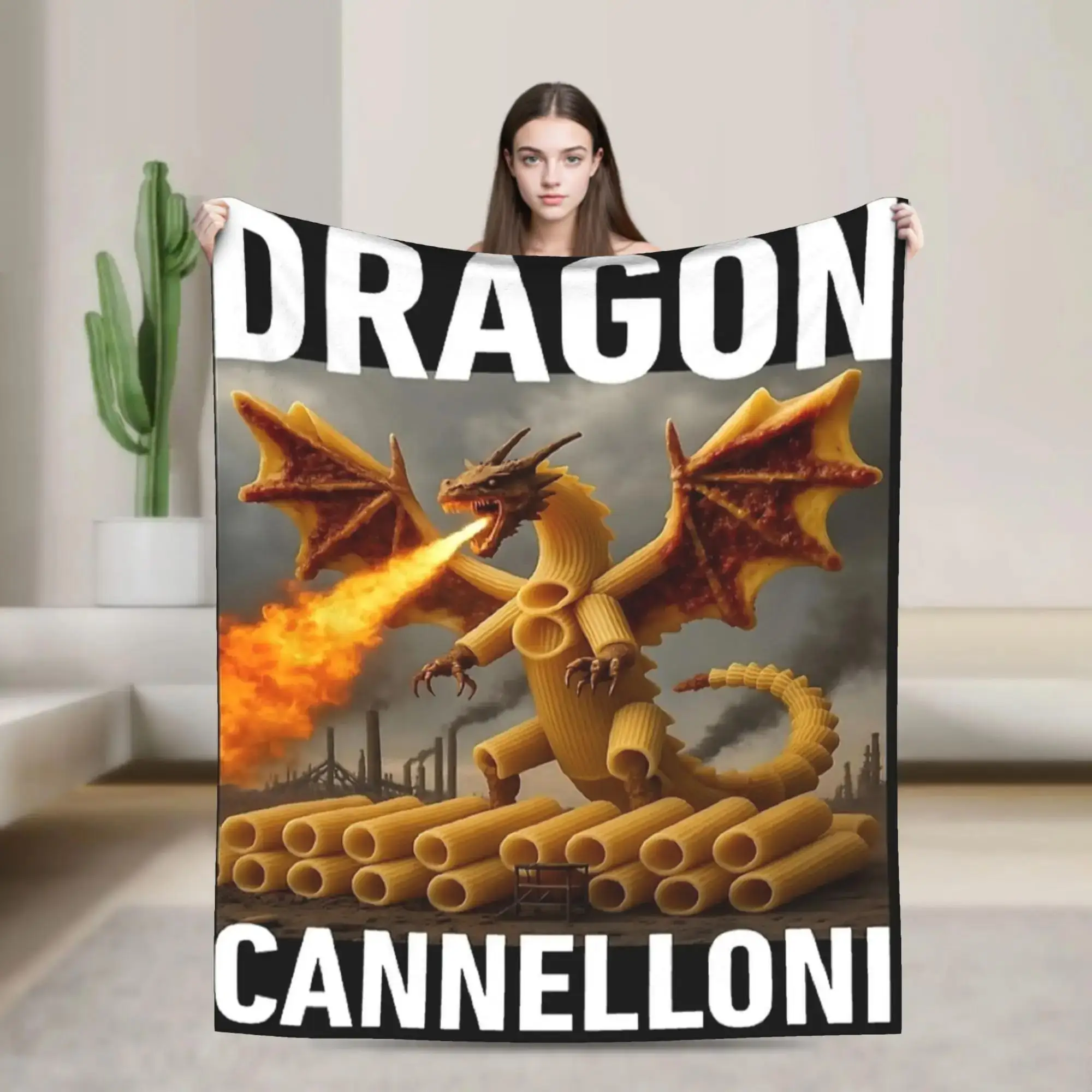 

Плюшевый плед Dragon Cannelloni Dragoni Italian Brainrot Meme из мягкого фланеля, накидка на кресло/кровать, идеальный дизайн для девочек и