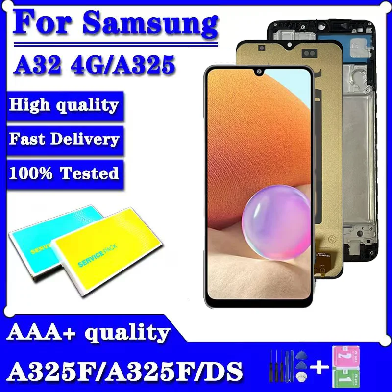Pantalla TFT para Samsung A32 4G, pantalla LCD táctil de repuesto para Samsung A325 A325F A325M A325N LCD con marco